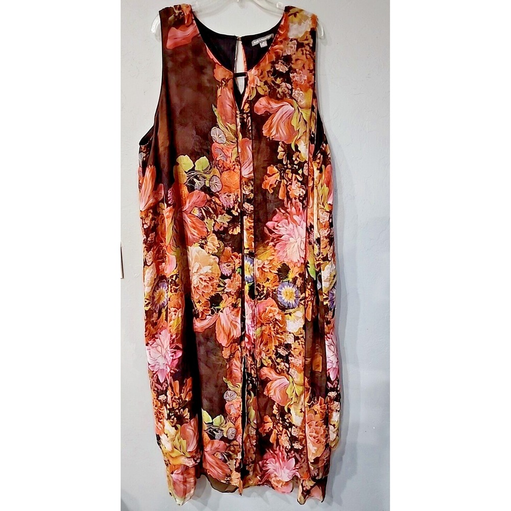Kate & Mallory Women Size 3XL Dress A Line Floral V Neck Sleeveless Long